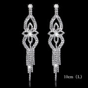 Bling Rhinestone Crystal Long Tassel Drop Earrings