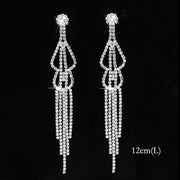 Bling Rhinestone Crystal Long Tassel Drop Earrings