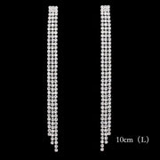 Bling Rhinestone Crystal Long Tassel Drop Earrings