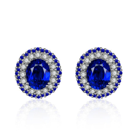 Fashion Luxury 925 Sterling Silver & Pink CZ Drop Studs