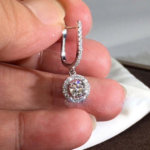 Fashion Luxury 925 Sterling Silver & Pink CZ Drop Studs