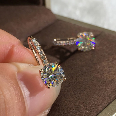Fashion Luxury 925 Sterling Silver & Pink CZ Drop Studs