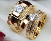 Fashion Lovers' Cubic Zirconia Yellow Gold Color Ring Set