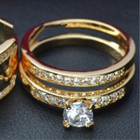 Fashion Lovers' Cubic Zirconia Yellow Gold Color Ring Set